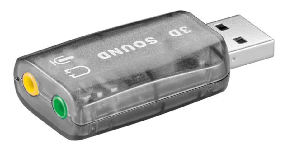 MicroConnect USB 2.0 sound card for connection of microphones and speakers with 3.5 mm plug to the PC