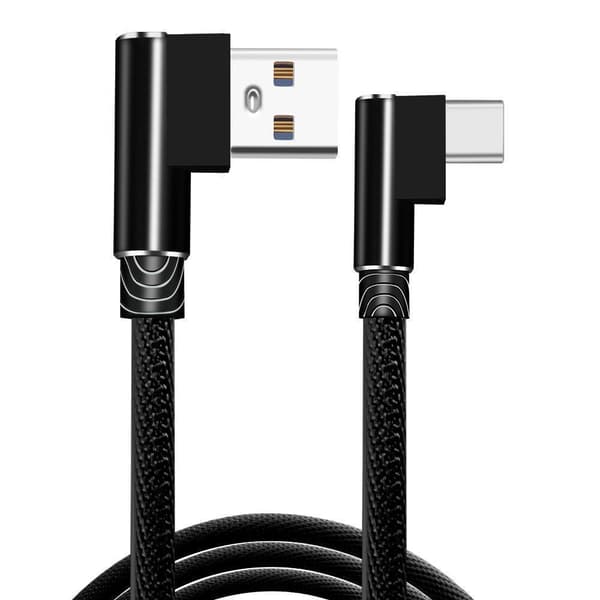 2.4A Flettet kabel - 3 meter Sort USB-C