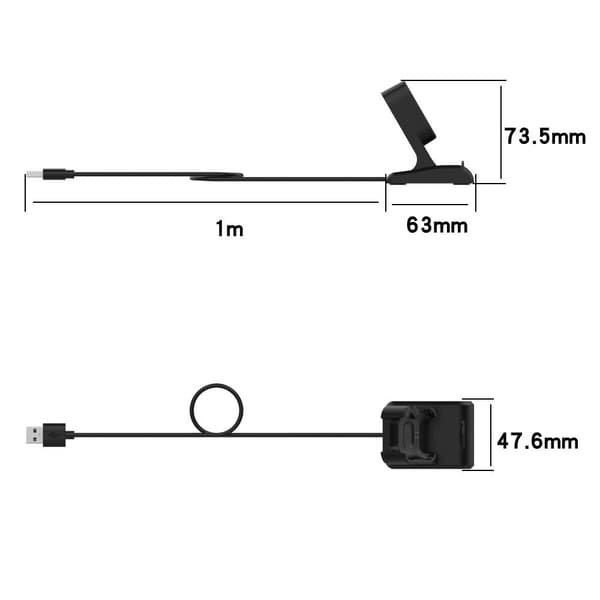 Xiaomi Mi Watch Lite/Redmi Watch 1m USB-opladningskabelholder - sort