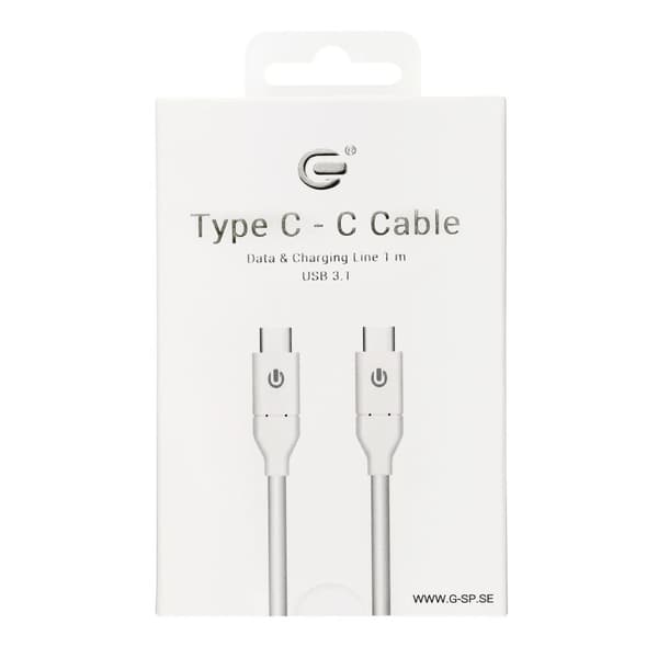 USB-C till USB-C (3.1) Laddningskabel 1m - Vit