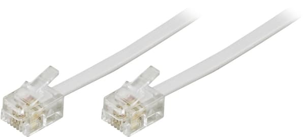 DELTACO modulkabel, 6P4C(RJ11) til 6P4C(RJ11), 2m, hvid