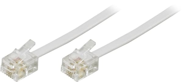 DELTACO modulkabel 6P4C(RJ11) til 6P4C(RJ11),10m,hvit