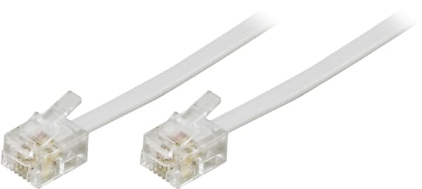 DELTACO modulkabel 6P4C(RJ11) til 6P4C(RJ11),10m,hvit
