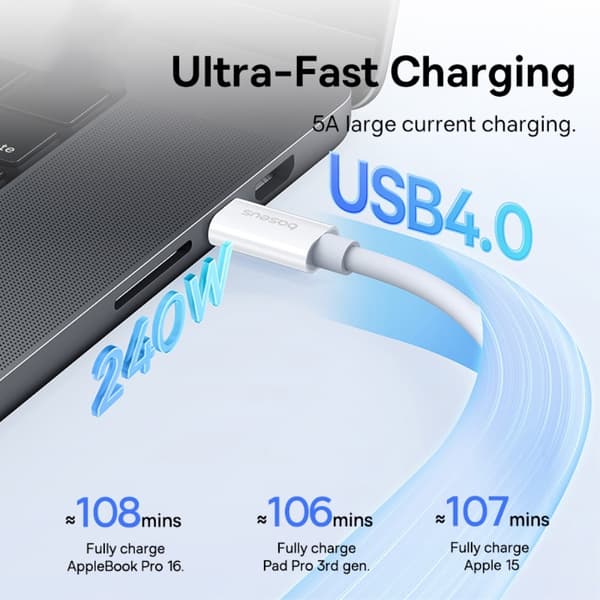 BASEUS Superior 1M hurtigopladningskabel 240W USB-C til USB-C