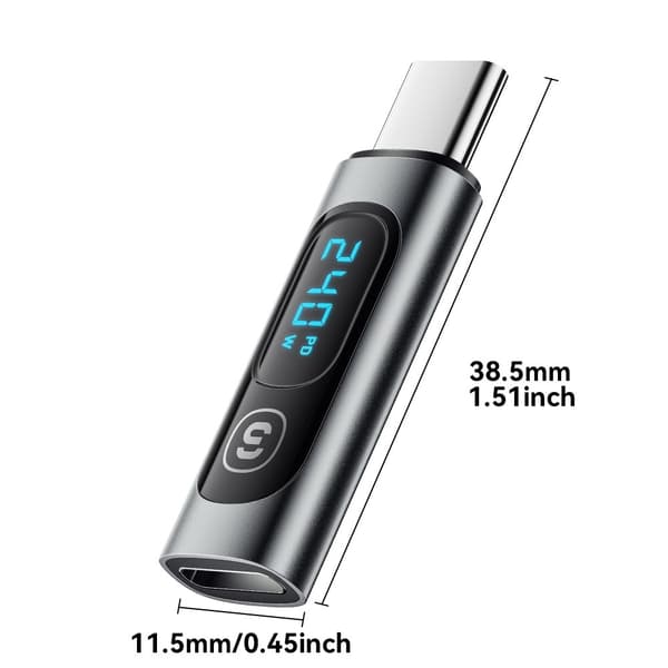 USB-C han til USB-C hun 240W Power Meter Tester Digital