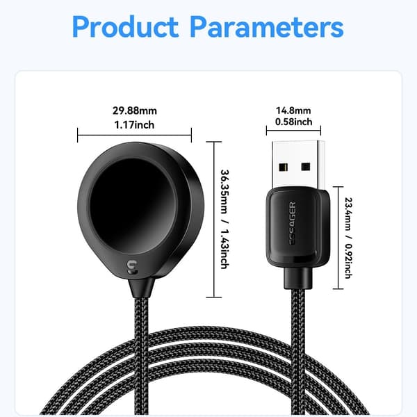 ESSAGER För A Watch USB-kabel Magnetisk ABS Waterdrop Shape Trådlös laddare