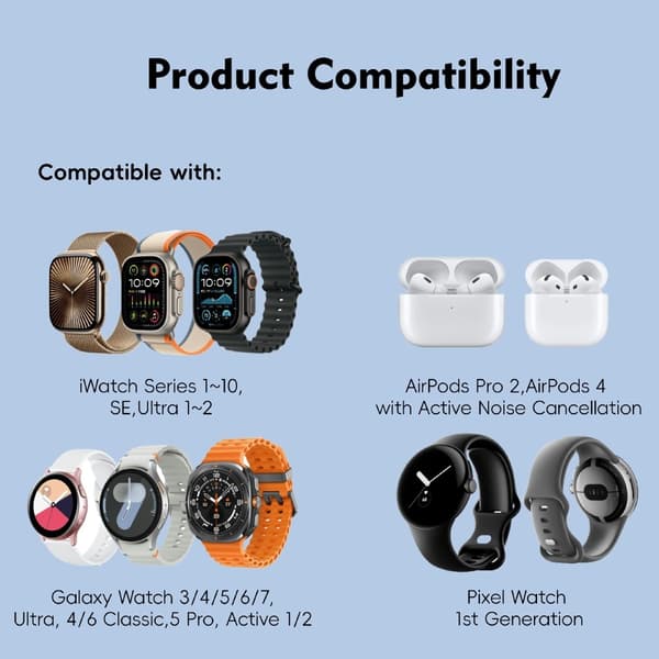 Langaton laturi kellolle AirPods Samsung Galaxy Watch Google Pixel Watch
