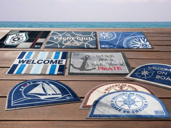 Båtmatta Marine Business Welcome On Board Brown, halvcirkel, 70 x 50 cm