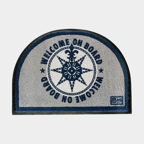 Båtmatta Marine Business Welcome On Board Blue, halvcirkel, 70 x 50 cm
