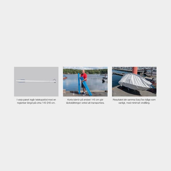 Däckställning med presenning EasyTec Compact 9, passar båt 7 - 8 meter