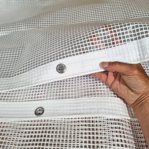 Båtpresenning NOCK Armor Pro, rutarmerad med extraförstärkt öljettkant, 250 g / m², transparent, 5 x 7 meter + 26 st gummistroppar