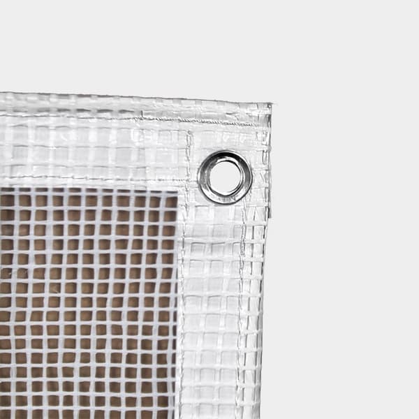 Båtpresenning NOCK Armor Pro, rutarmerad med extraförstärkt öljettkant, 250 g / m², transparent, 5 x 7 meter + 26 st gummistroppar