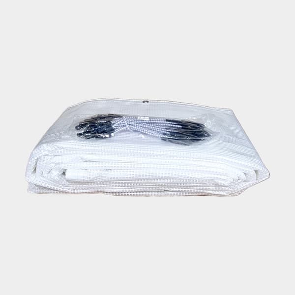 Formsydd båtpresenning NOCK Armor Pro Hexagon, rutarmerad med extraförstärkt öljettkant, 250 g / m², transparent, 6 x 10 meter + 30 st gummistroppar
