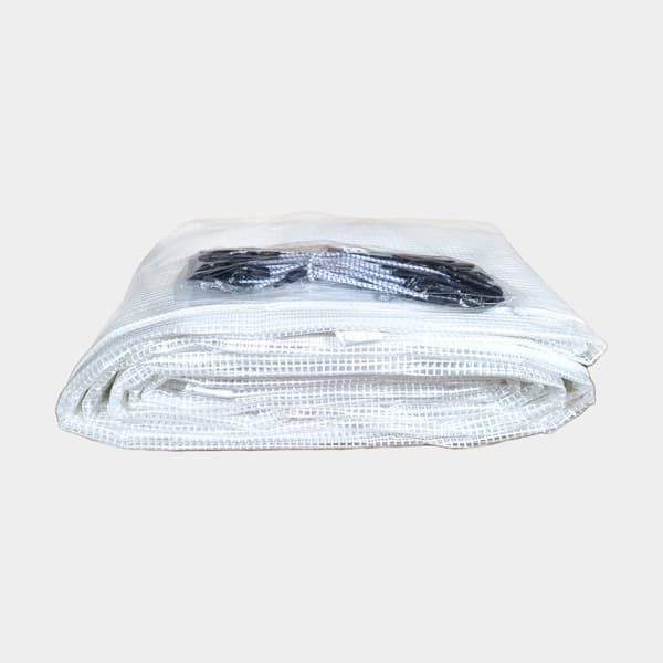 Formsydd båtpresenning NOCK Armor Pro Hexagon, rutarmerad med extraförstärkt öljettkant, 250 g / m², transparent, 7 x 12 meter + 30 st gummistroppar