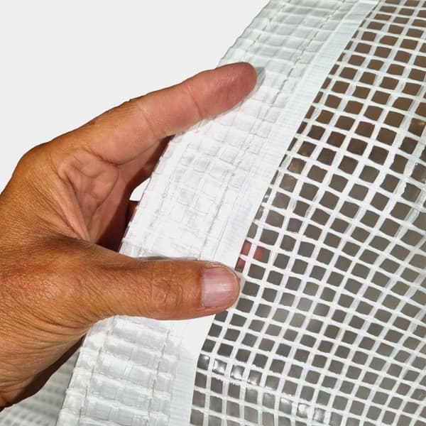 Formsydd båtpresenning NOCK Armor Pro Hexagon, rutarmerad med extraförstärkt öljettkant, 250 g / m², transparent, 8 x 14 meter + 40 st gummistroppar