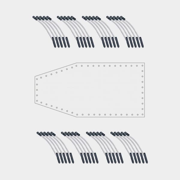 Formsydd båtpresenning NOCK Armor Pro Hexagon, rutarmerad med extraförstärkt öljettkant, 250 g / m², transparent, 8 x 14 meter + 40 st gummistroppar