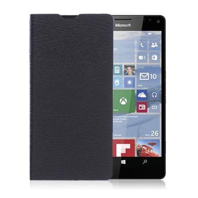 Amdrup læder-etui med stander til Microsoft Lumia 950 - Sort