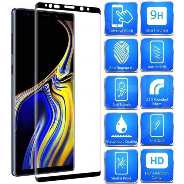 Samsung Note 9 FullFrame 3D 0,26 mm 2,5D 9H hærdet glas