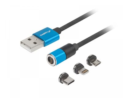 3in1 Premium Magnetisk Kabel QC 3.0 - Blå
