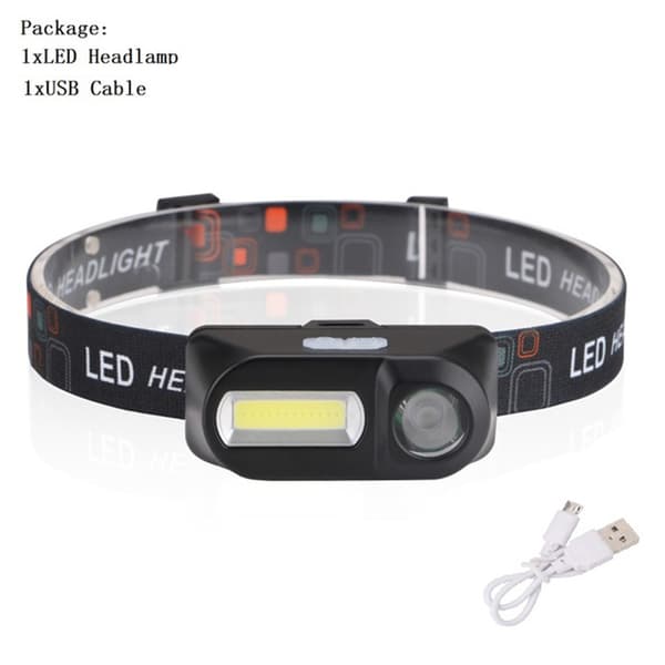 Pannlampa - Ljusstark i litet format (COB/XPE LED) USB-laddning