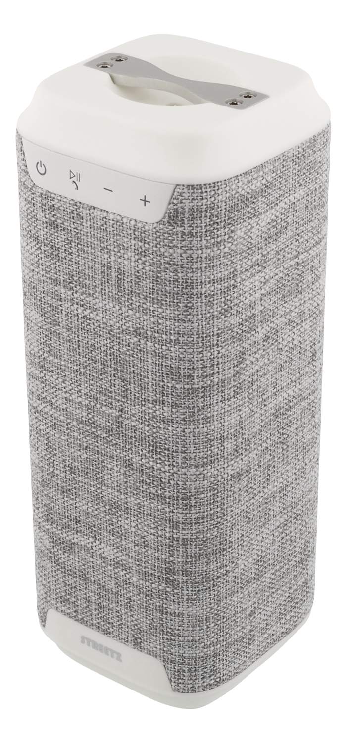 STREETZ Wireless Charging Waterproof BT Speaker, tygdesign, vit/grå