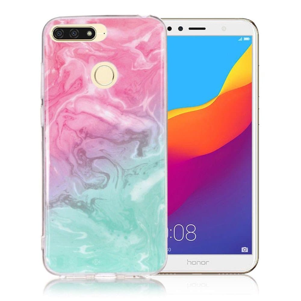 Huawei Honor 7A mobiletui i silikone med marmor printet møst