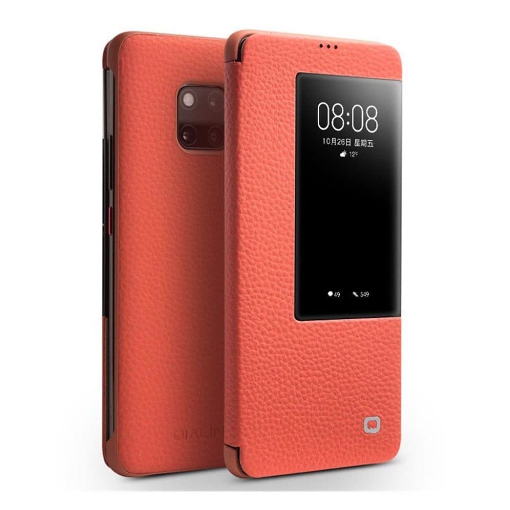 QIALINO Huawei Mate 20 Pro ægte læder etui - Orange