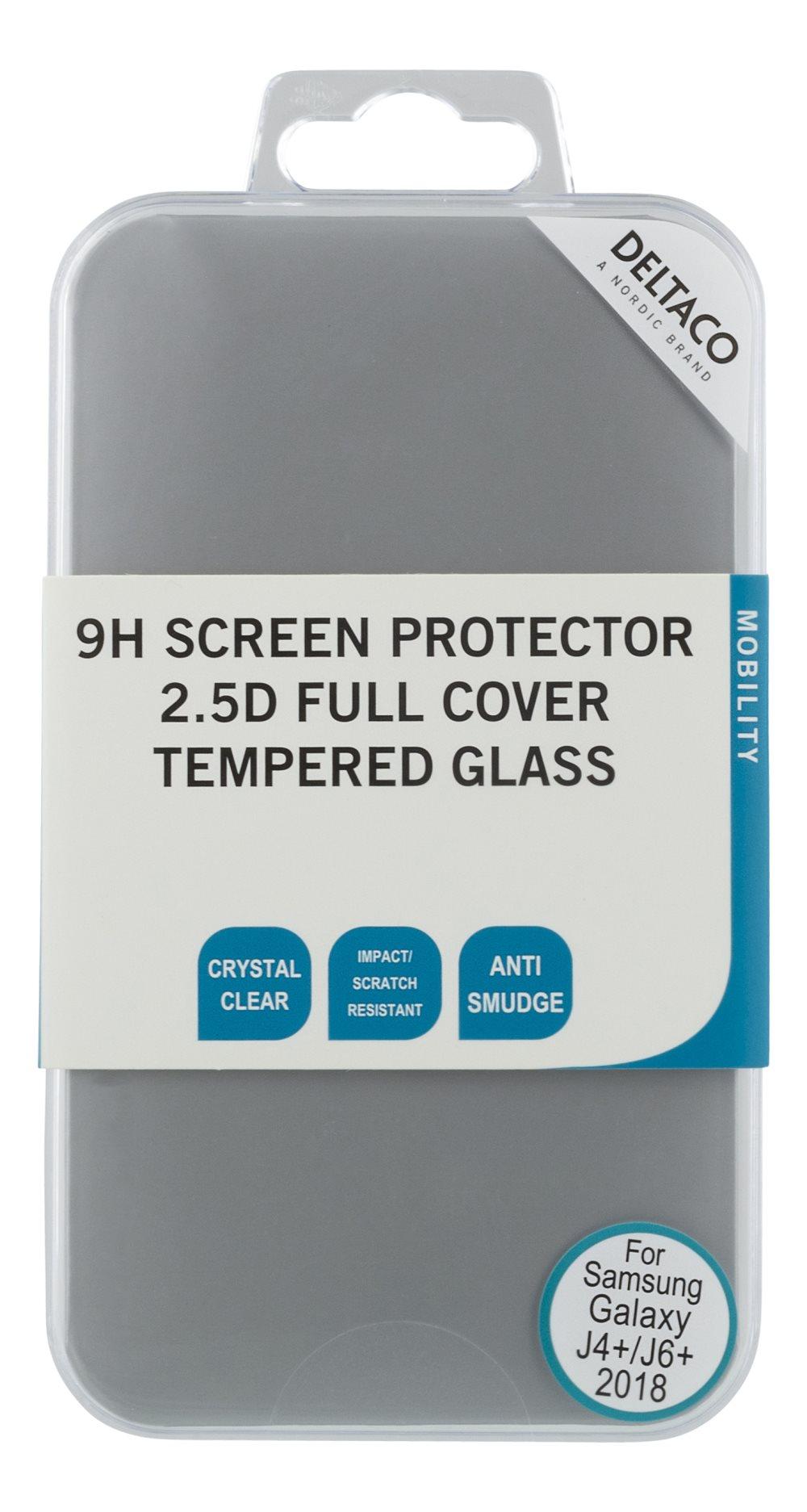 DELTACO screen protector for Galaxy J4+/J6+ (2018),2.5D tempered glass