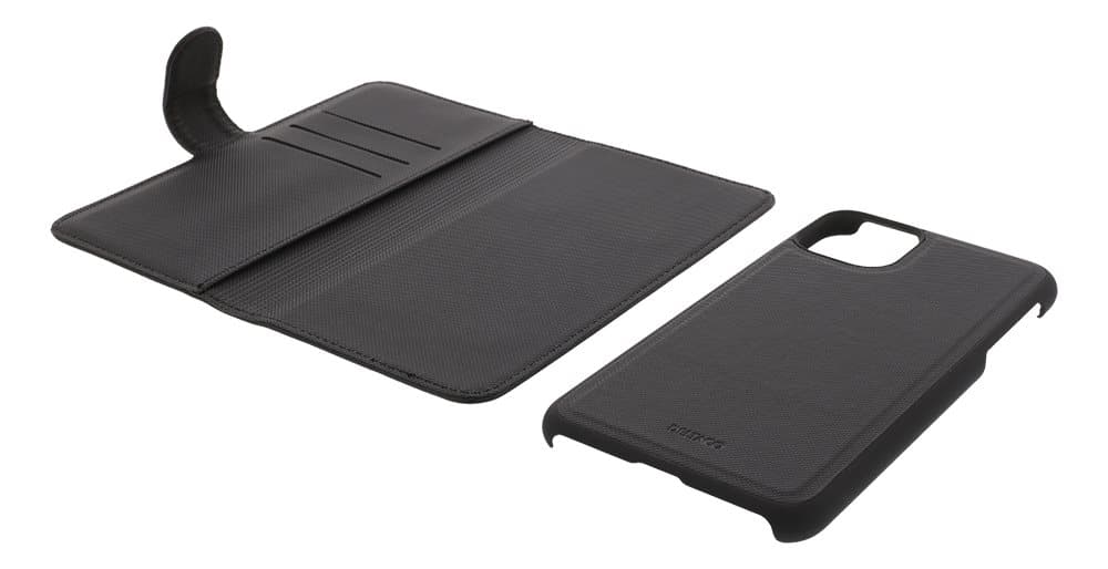 DELTACO wallet case 2-in-1, iPhone 11, removable back cover, black