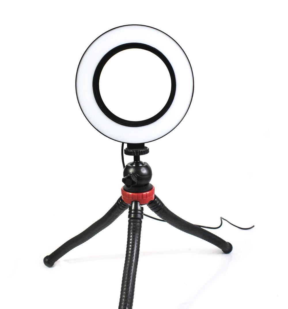 Ring Light / Rengasvalo (16 cm) taipuvalla jalustalla