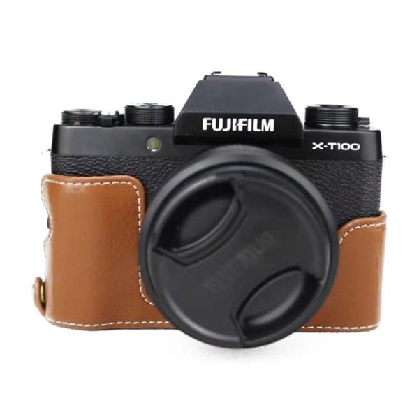 Fuji X-T100 Aito Nahkinen Puoliksi Suojaava Kameran Pohjalau