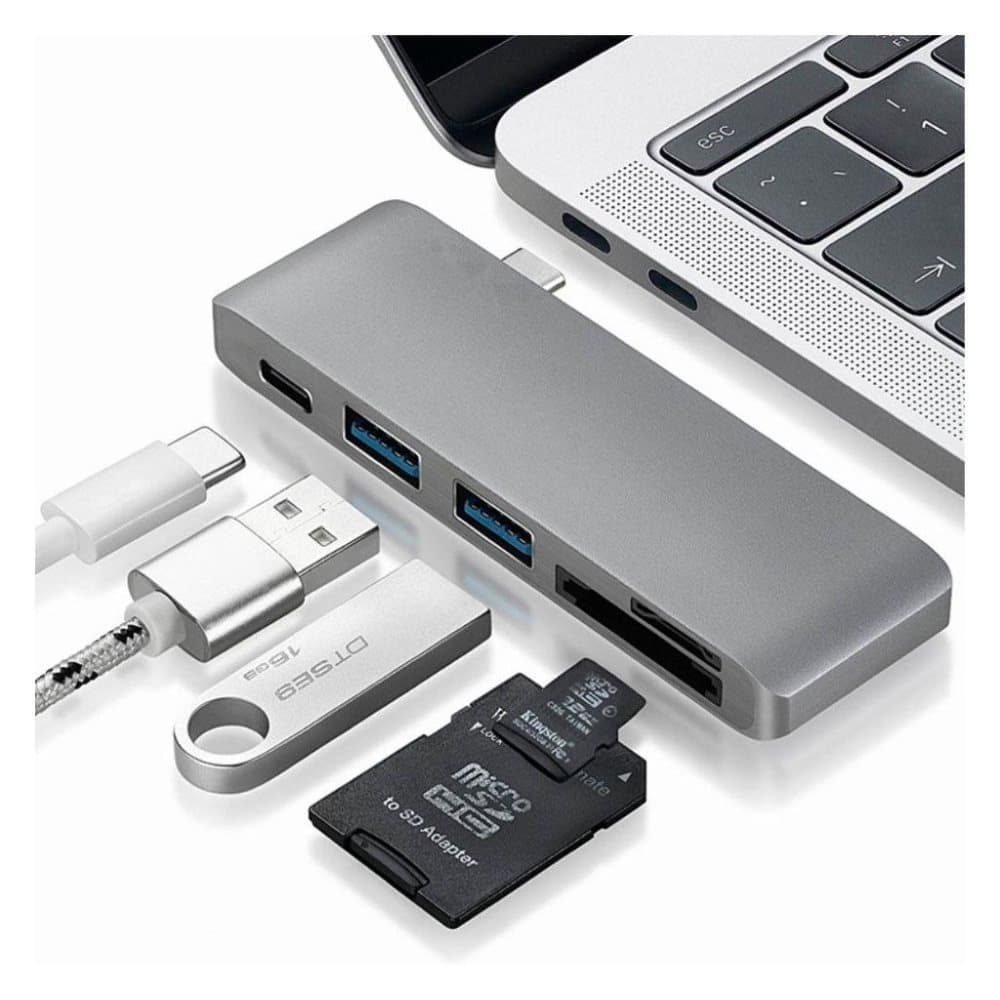 Universel 5 i 1 kombi Multi-Port Type-C Hub med aluminiumleg