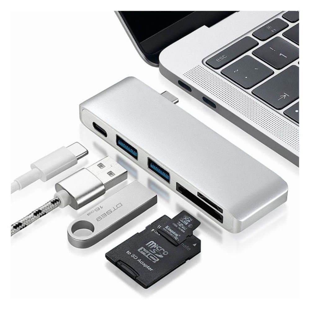 Universel 5 i 1 kombi Multi-Port Type-C Hub med aluminiumleg