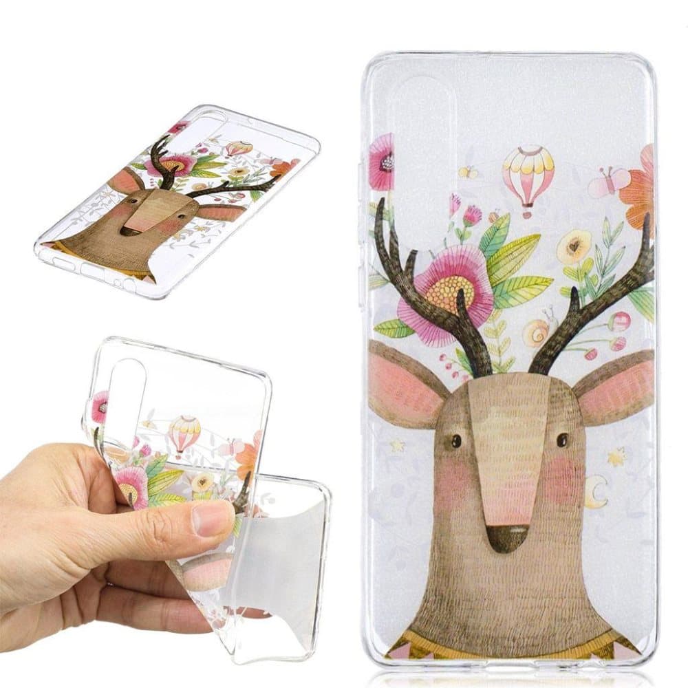 Huawei P30 trykt mønster blødt etui - Hjort med Blomster