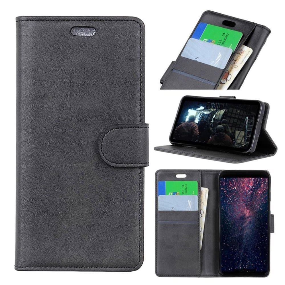 Google Pixel 3 Lite matta nahkainen flip suojakotelo - Musta