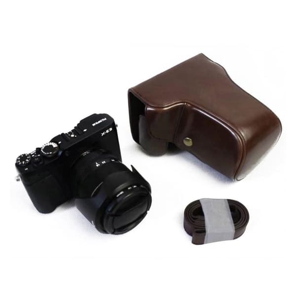 Fuji X-E3 PU Nahka Laukku Olka Hihnalla - Kahvi