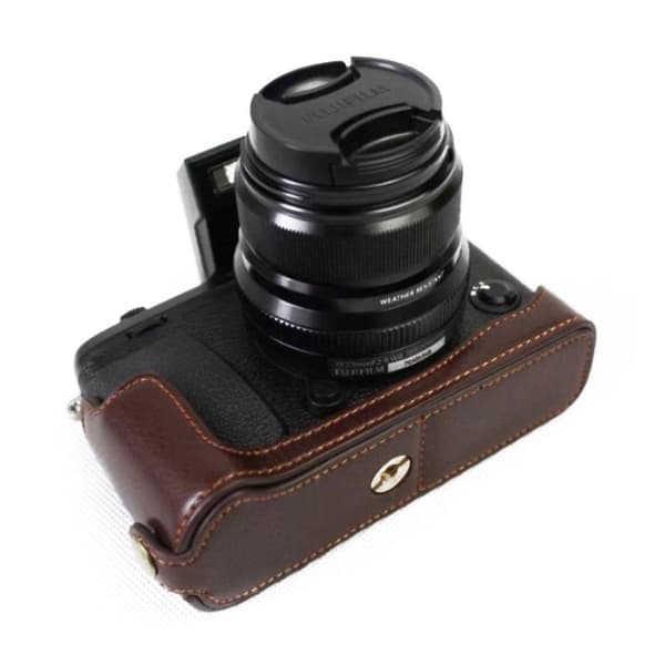 Fuji X-E3 Aito Nahka Puolisuojaava Kamera Laukku - Kahvi