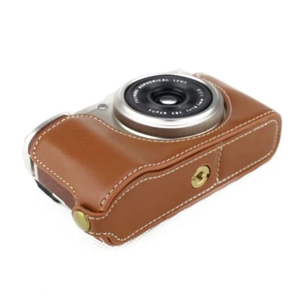 Fuji XF10 puoliksi suojaava laukku aidosta nahasta - Ruskea