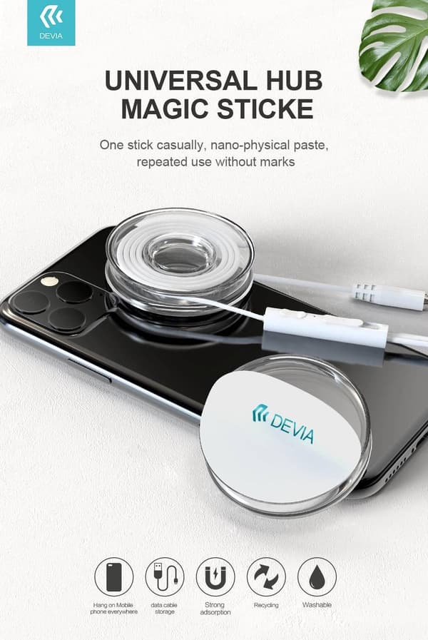 4-Pack Devia Universalhållare Magiska Sticker - Transparent