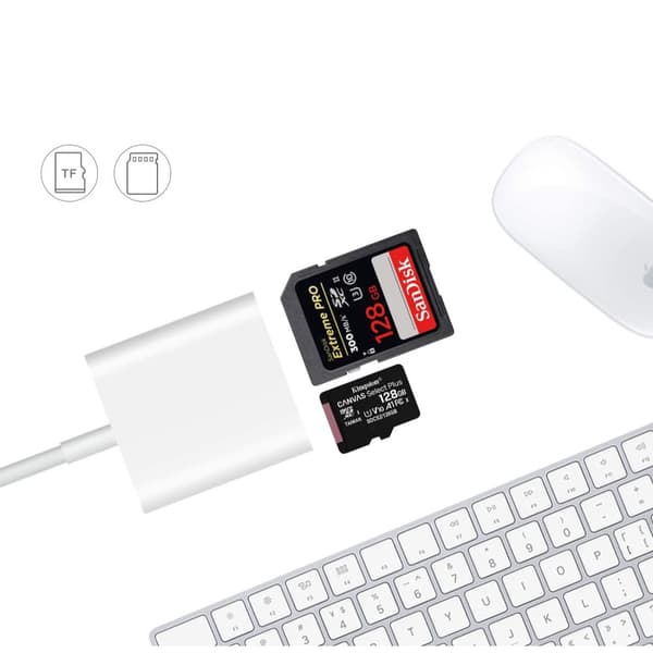 Lightning till SD Kortläsare iPhone Vit-SD Card Reader