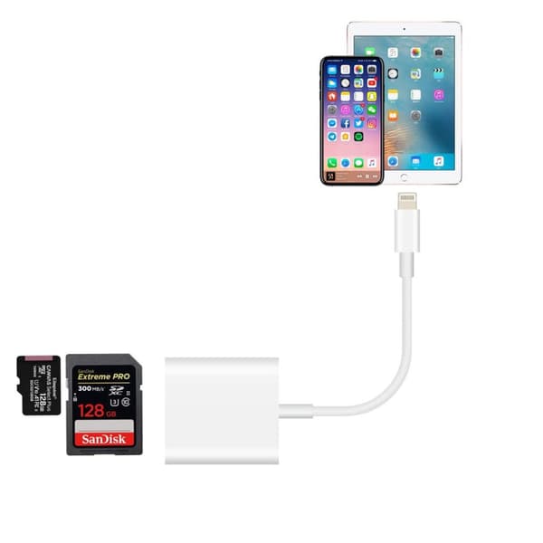 Lightning till SD Kortläsare iPhone Vit-SD Card Reader