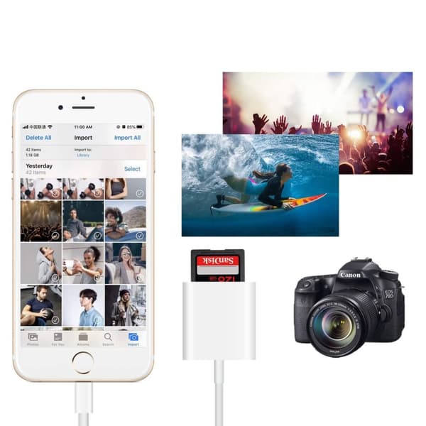 Lightning till SD Kortläsare iPhone Vit-SD Card Reader