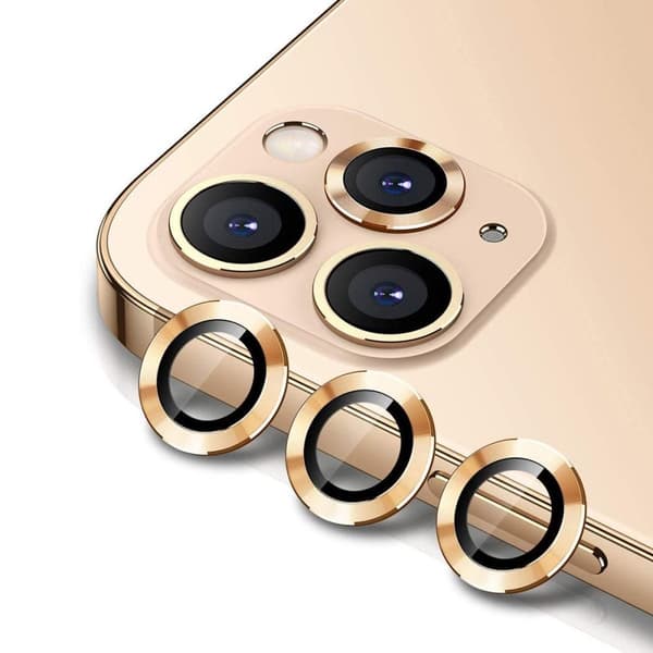 iPhone 12 Pro Linsskydd med Metallram - Guld (3-pack)