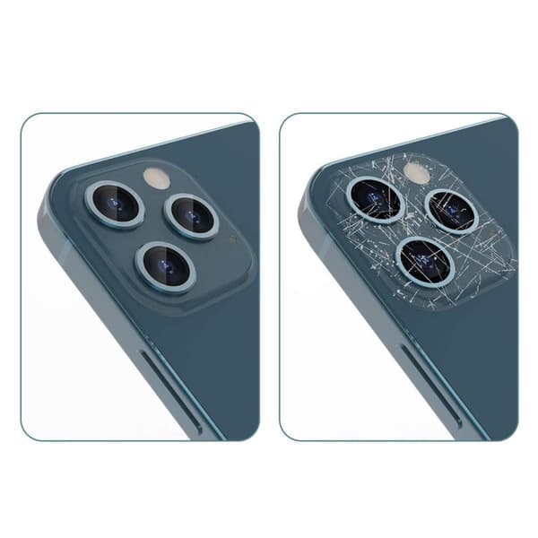 iPhone 12 Pro Max Linsskydd med Metallram - Blå (3-pack)