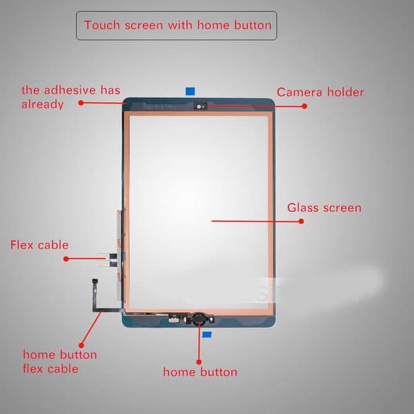 Pekskärm Digitaliseringsglas & Hemknapp iPad 7/8 2019/2020 10.2"