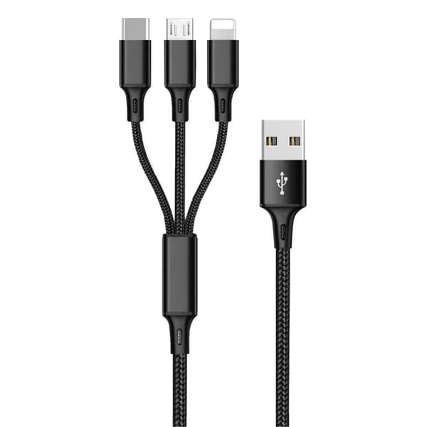 Opladerkabel 3 i 1 Lightning / USB-C / Micro USB