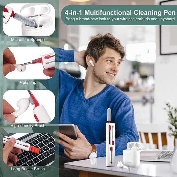Multifunction Airpods 1/2/3/Pro Cleaner Kit med Soft Brush - Röd