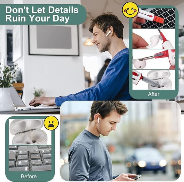 Multifunction Airpods 1/2/3/Pro Cleaner Kit med Soft Brush - Röd