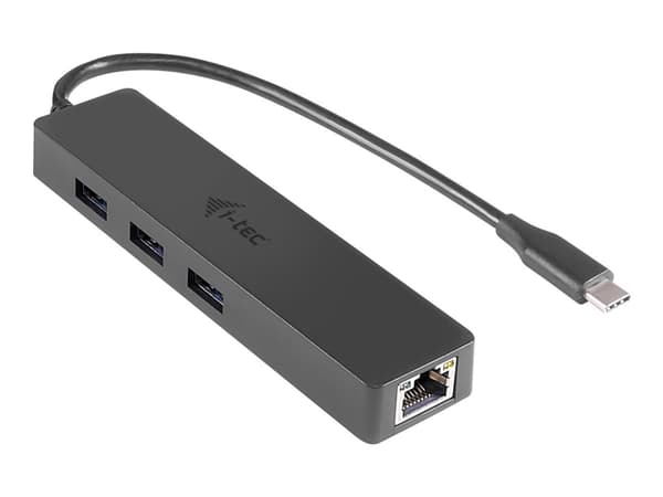 i-Tec USB C Slim 3-port HUB with Gigabit Ethernet adapter - Hubb - 3 x SuperSpeed USB 3.0 + 1 x 10/100/1000 - skrivbordsmodell