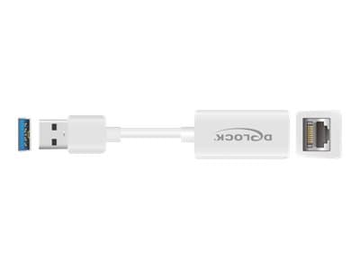 DeLOCK 65905, USB A-tyyppi, RJ-45, Valkoinen, 0,135 m, Toiminta/Seikkailu, Teho, Realtek RTL8153